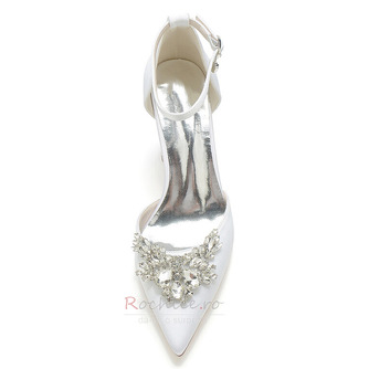 Strass pantofi de mireasa din satin alb pantofi de mireasa alb pantofi mireasa - Pagină 4