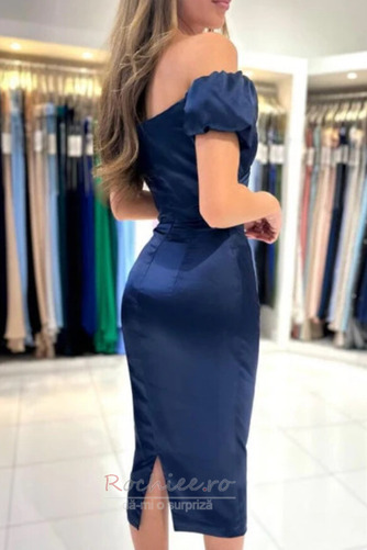 Rochie de cocktail Satin Pară Mingea Genunchi lungime Manșoane de manșetă - Pagină 2