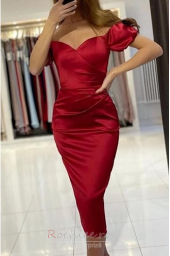 Rochie de cocktail Satin Pară Mingea Genunchi lungime Manșoane de manșetă - Pagină 5