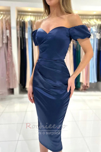 Rochie de cocktail Satin Pară Mingea Genunchi lungime Manșoane de manșetă - Pagină 1