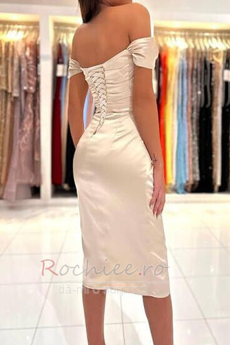 Rochie de cocktail Satin De pe umăr Fără mâneci Drapat Fantă față - Pagină 2